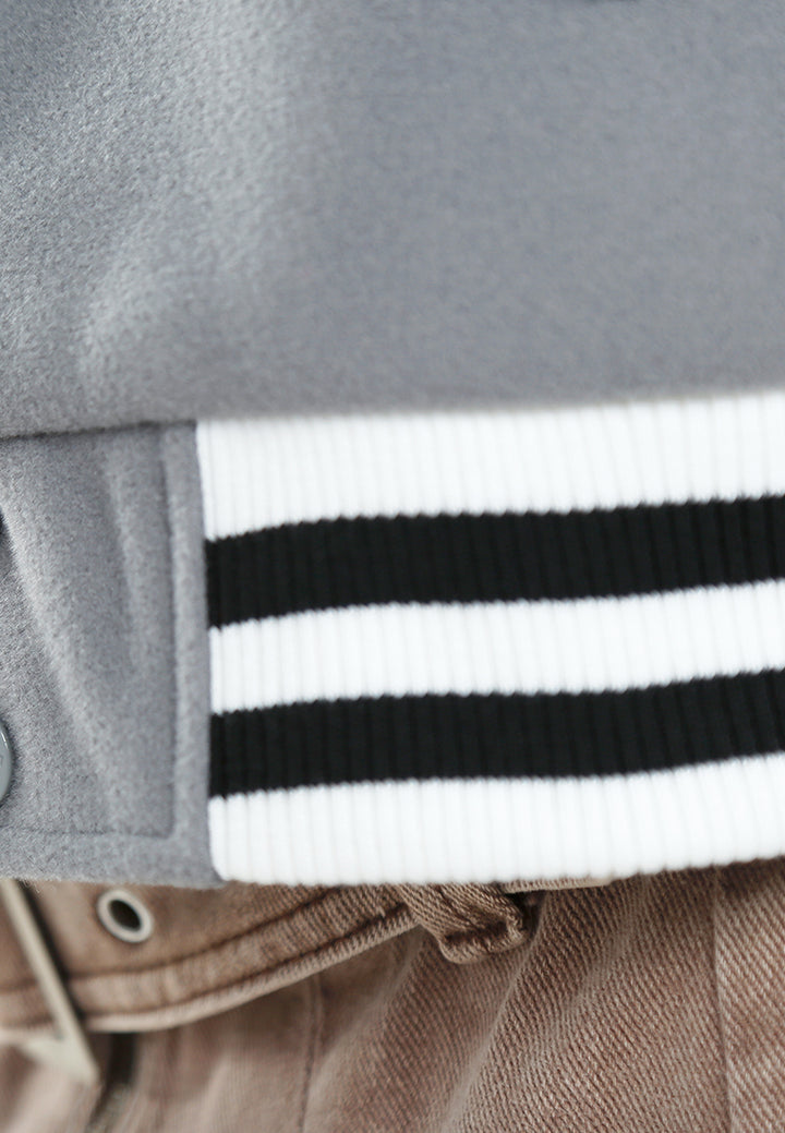 women patchwork varsity jacket#color_grey