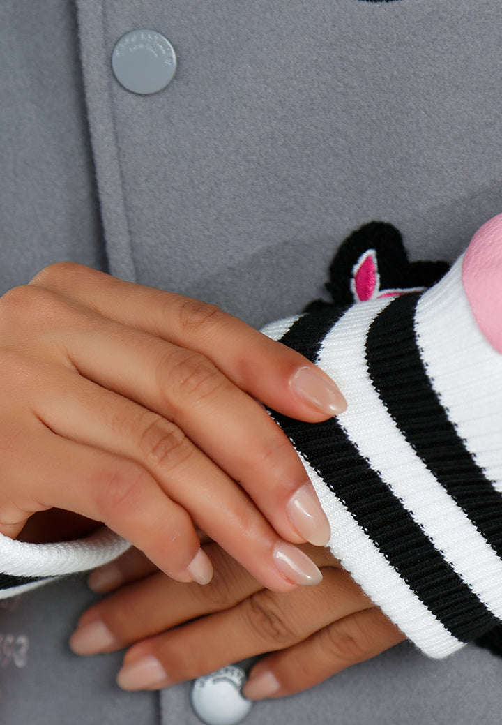 women patchwork varsity jacket#color_grey