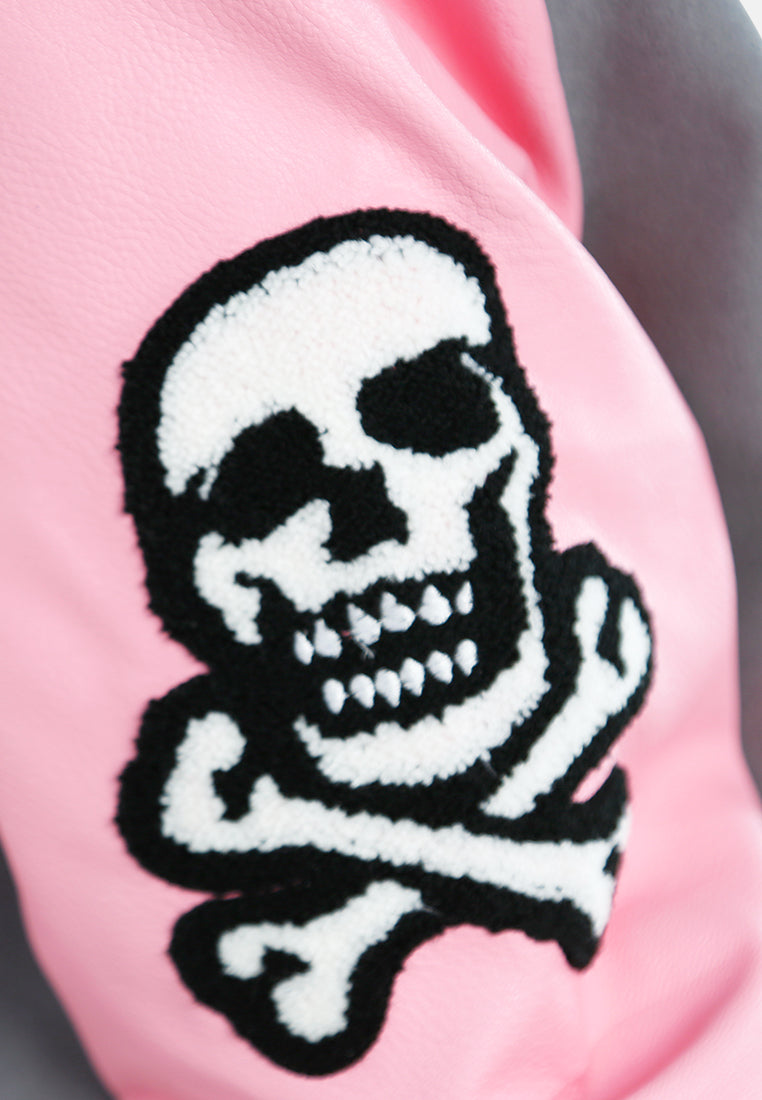 women patchwork varsity jacket#color_grey