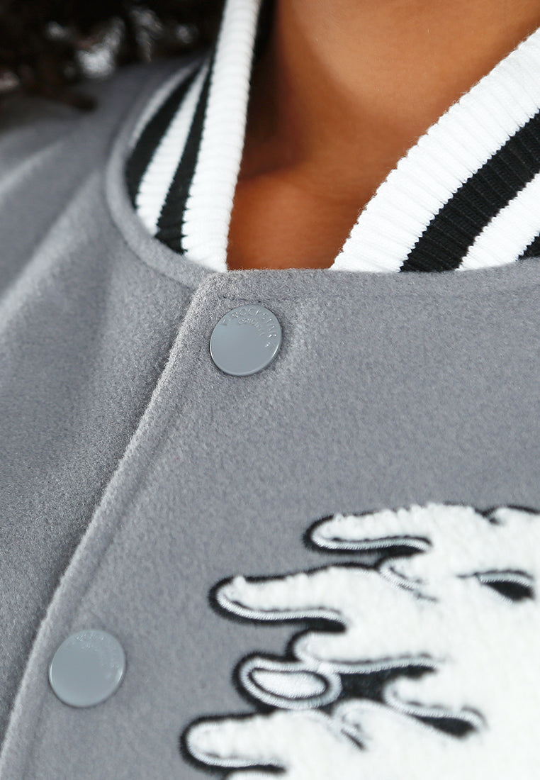 Women Patchwork Varsity Jacket
