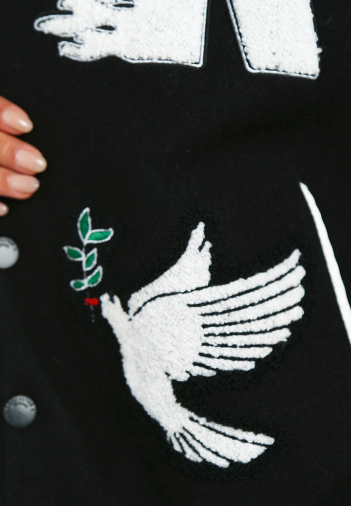 Women Patchwork Varsity Jacket