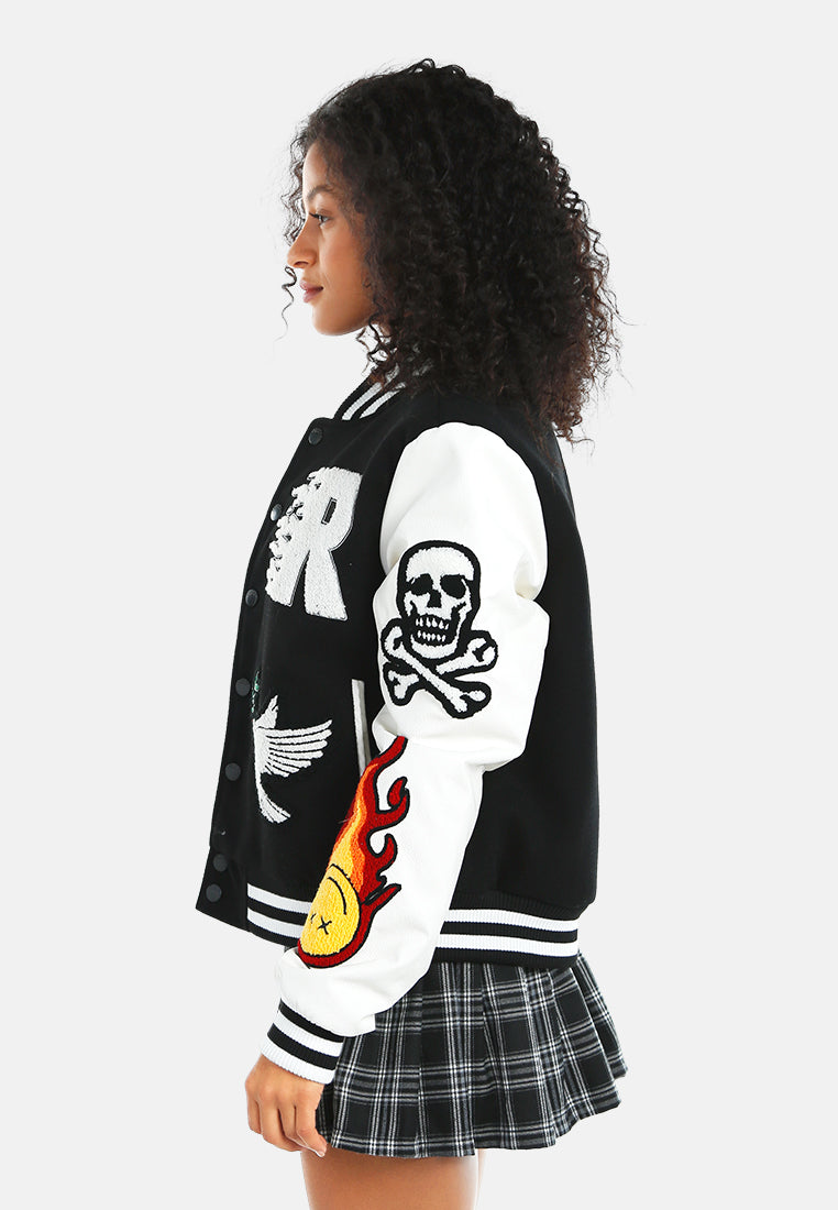 Women Patchwork Varsity Jacket