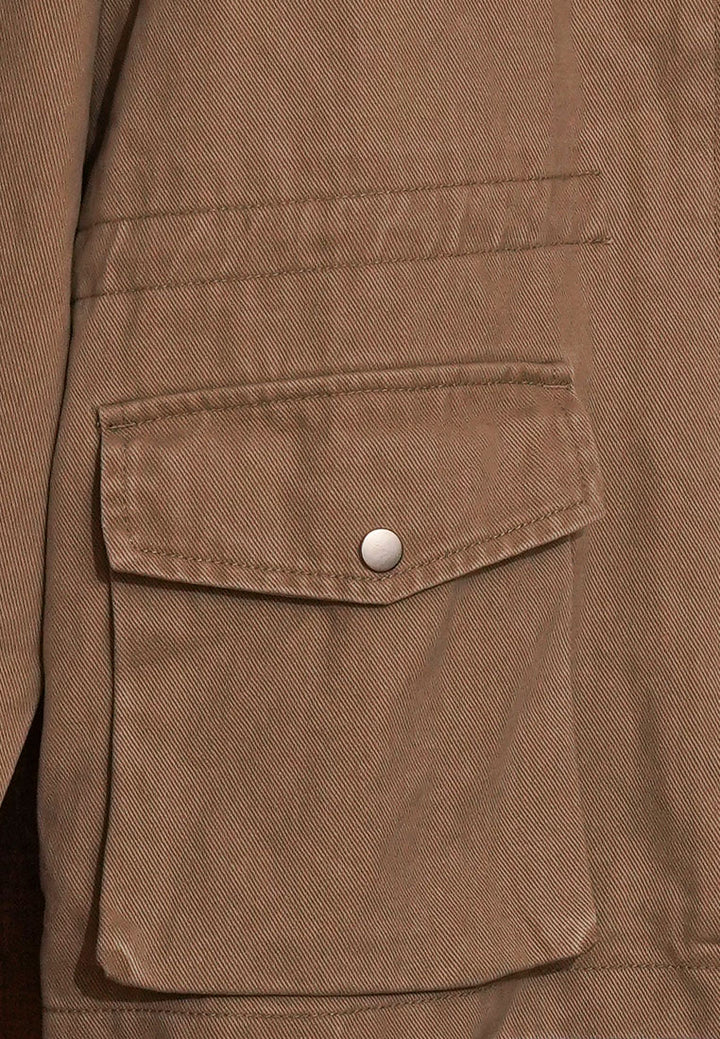 Women Utility-Style Jacket with Oversized Pockets