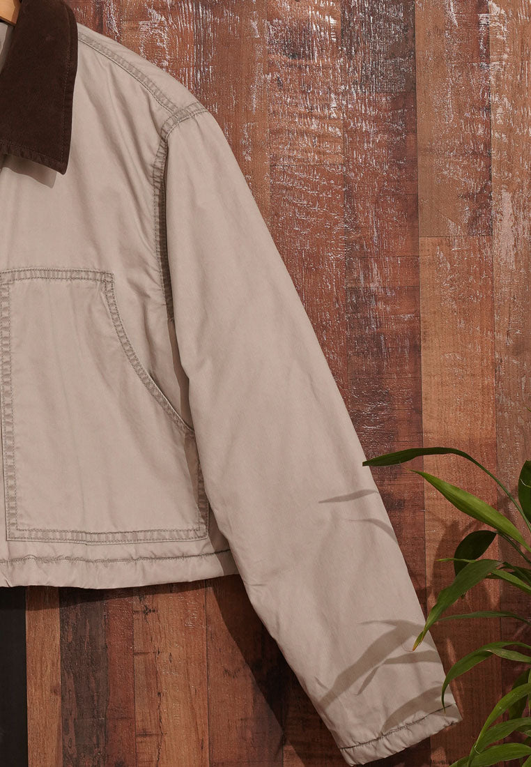 Women Cropped Contrast Collar Jacket