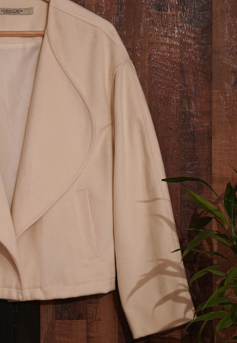 Women Cropped Lapel Collar Jacket