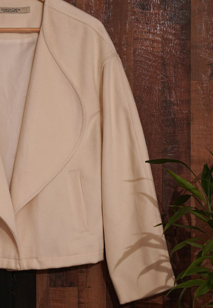 Women Cropped Lapel Collar Jacket