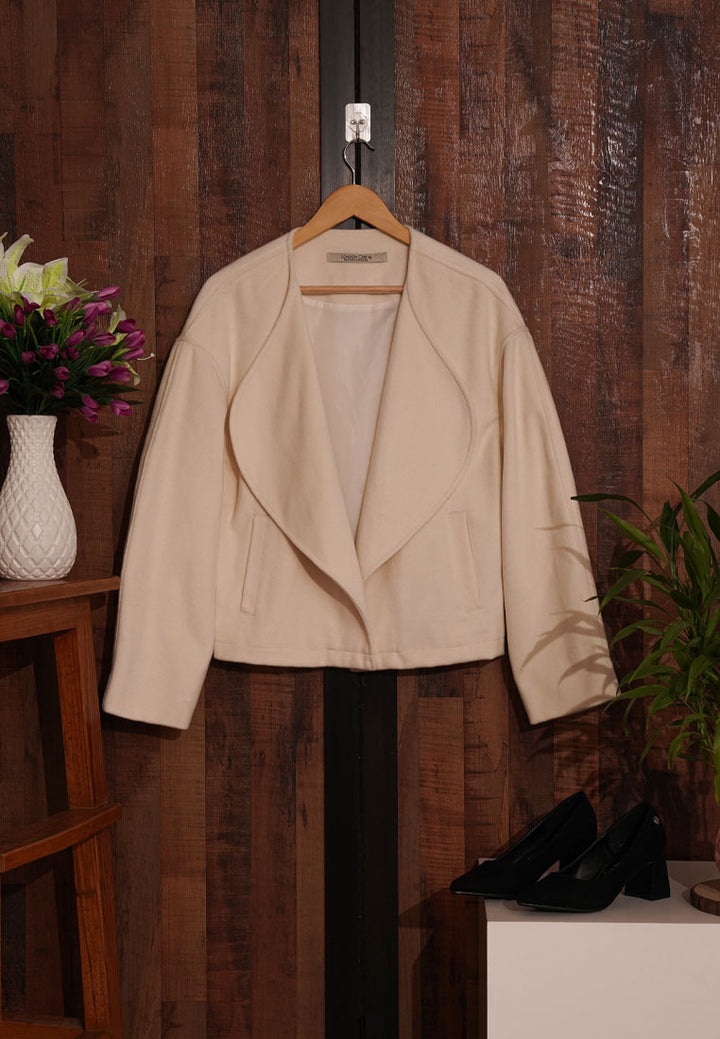 Women Cropped Lapel Collar Jacket