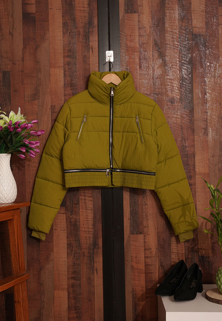 Women High Neck Cropped Jacket