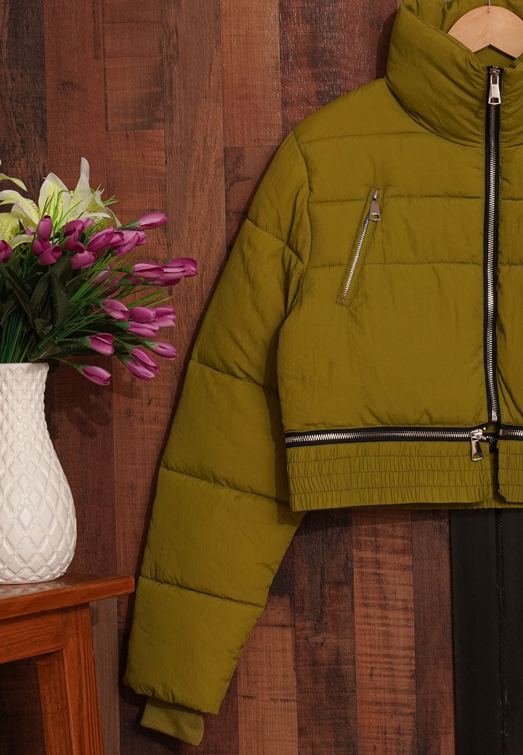 Women High Neck Cropped Jacket