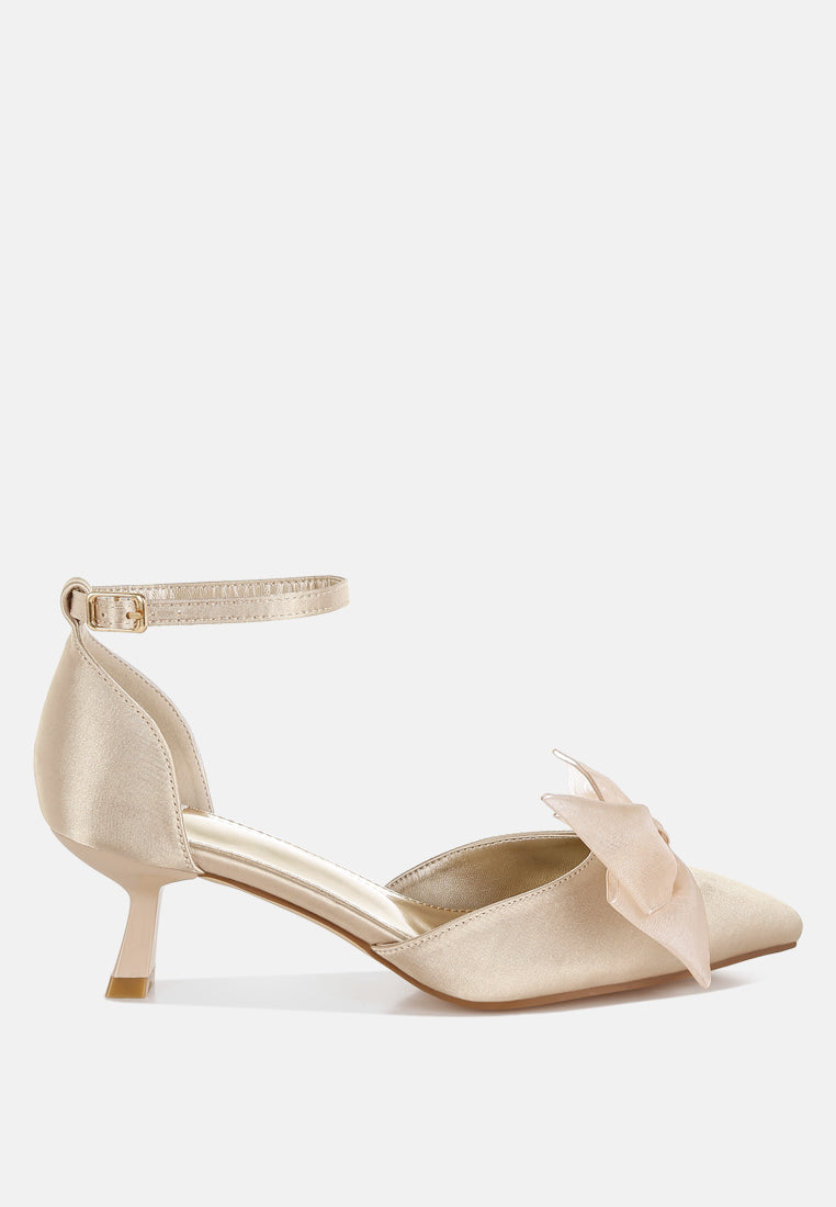 women bow detail satin sandals#color_beige