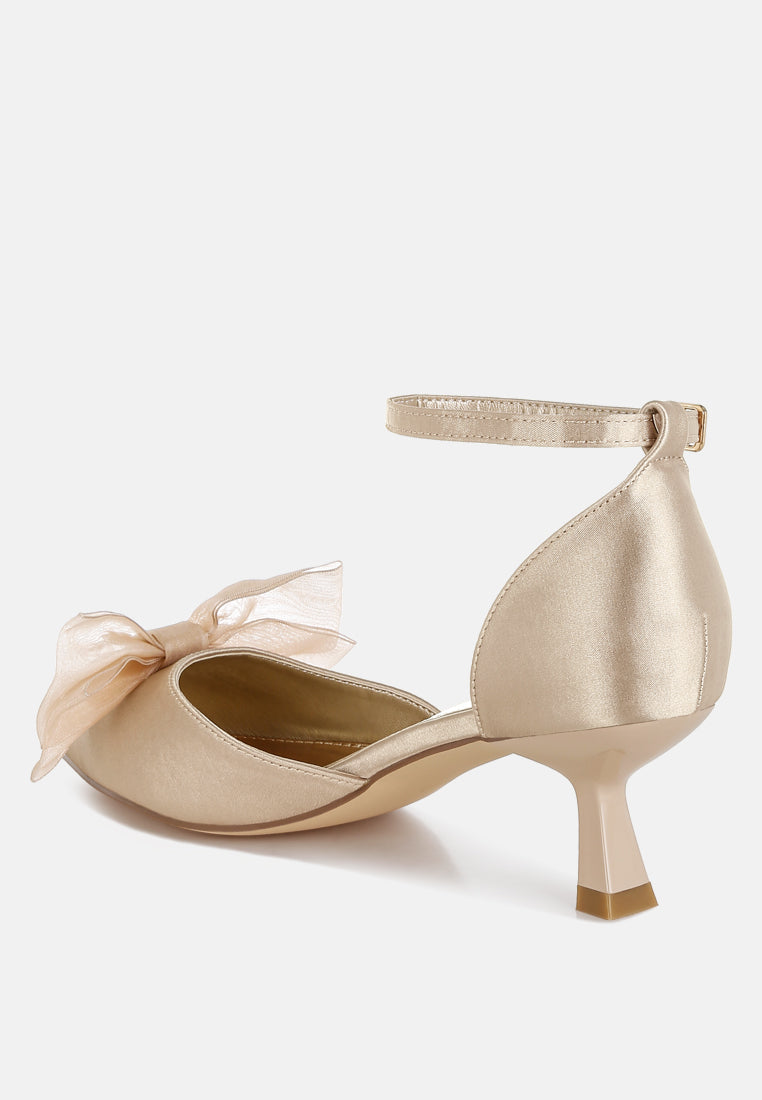 women bow detail satin sandals#color_beige