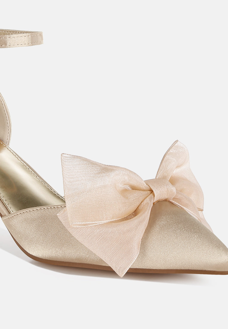 women bow detail satin sandals#color_beige