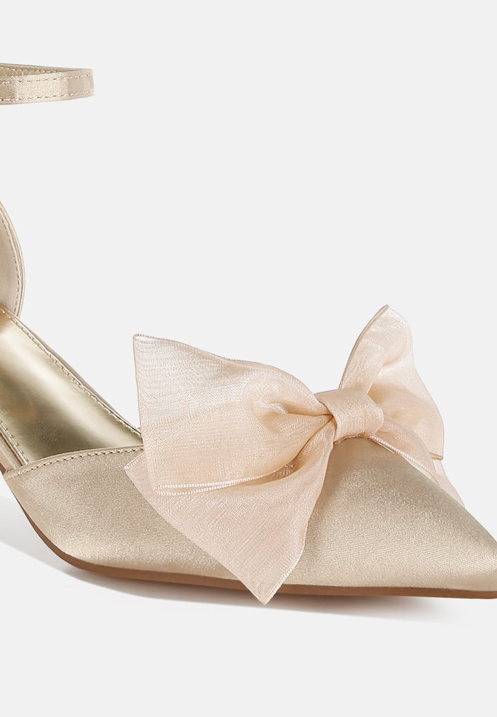 women bow detail satin sandals#color_beige
