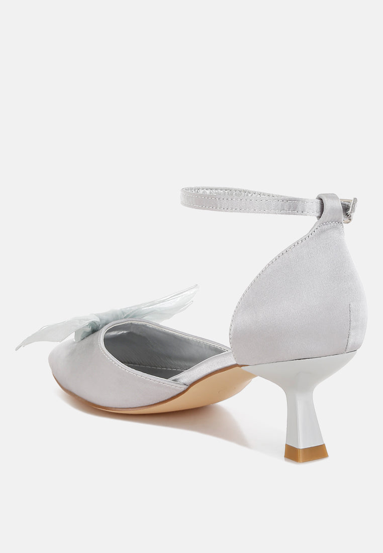 women bow detail satin sandals#color_silver