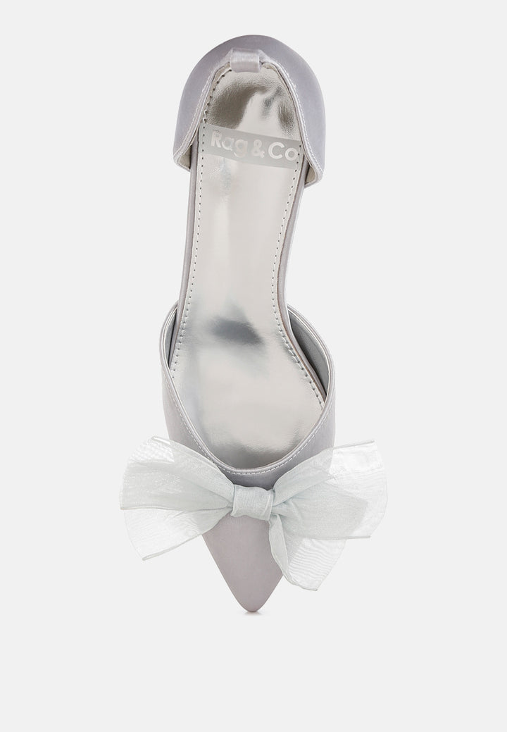 women bow detail satin sandals#color_silver