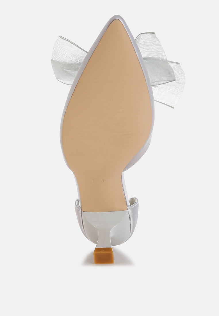 women bow detail satin sandals#color_silver