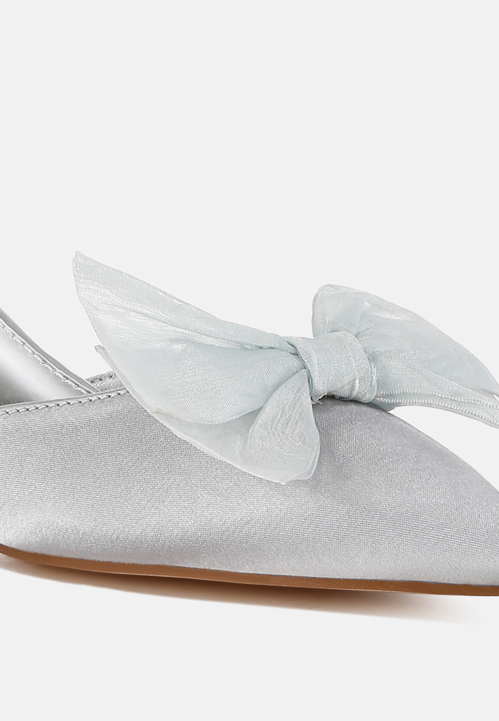 women bow detail satin sandals#color_silver