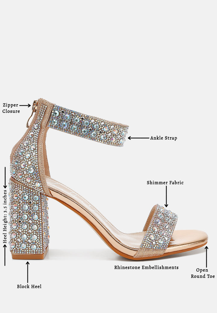 women rhinestones and sequins block sandals#color_rose-gold