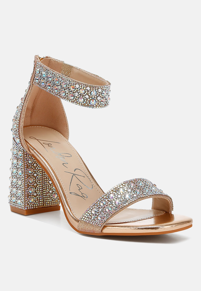 women rhinestones and sequins block sandals#color_rose-gold
