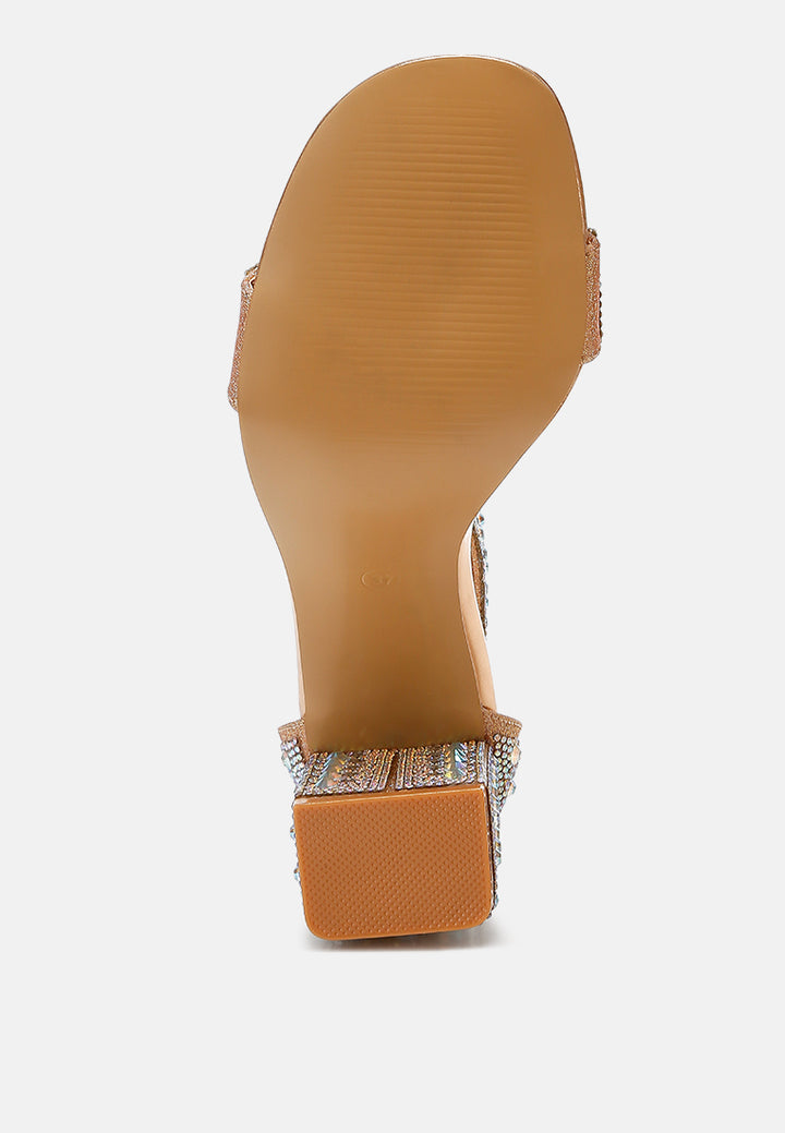 women rhinestones and sequins block sandals#color_rose-gold