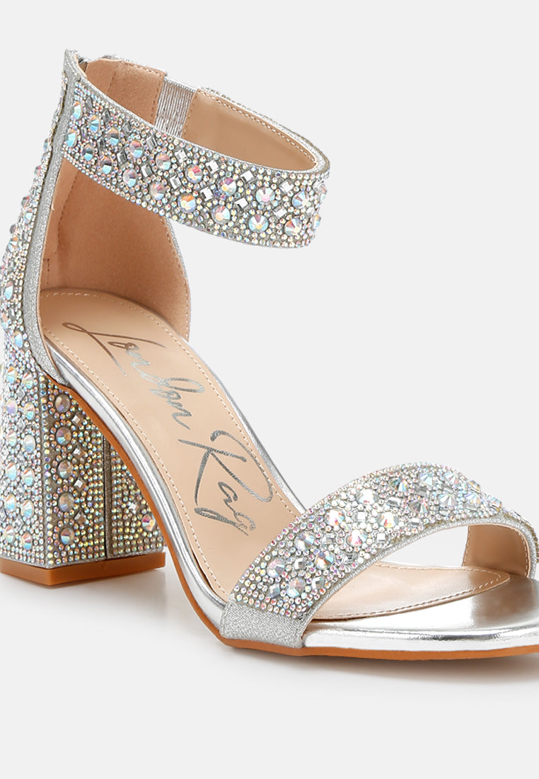 women rhinestones and sequins block sandals#color_silver