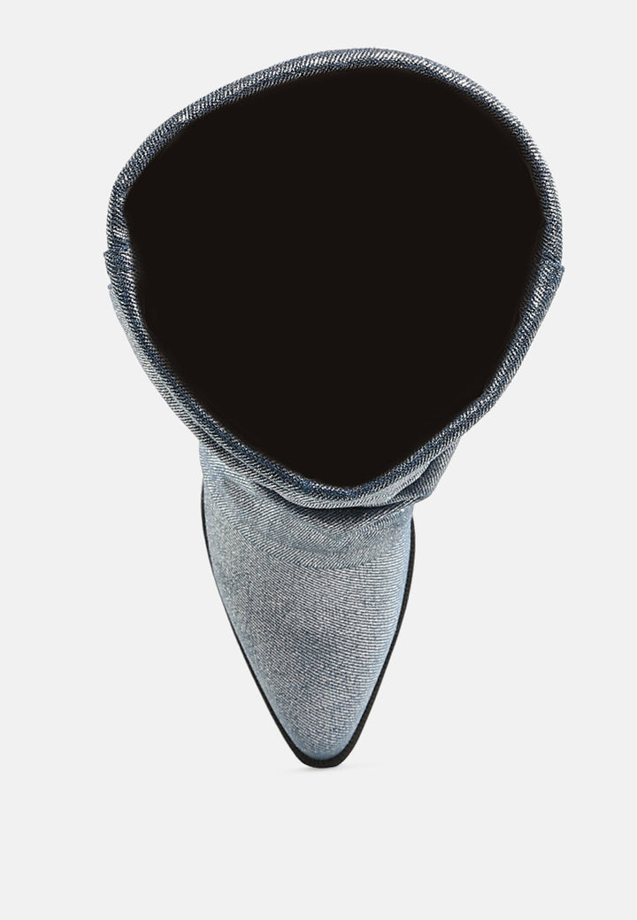 women fold-over slouchy denim boot#color_light-blue