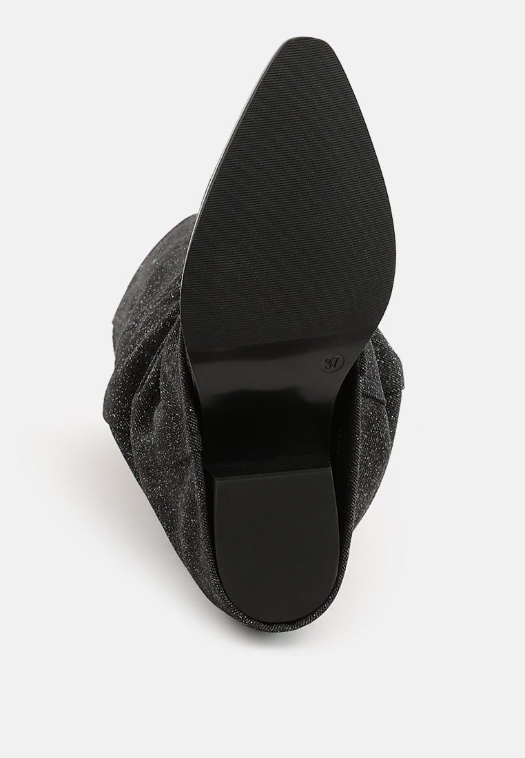 women fold-over slouchy denim boot#color_black