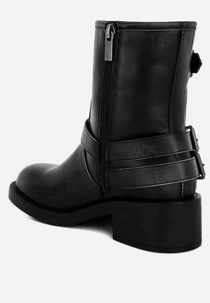 women harness detail biker boots#color_black