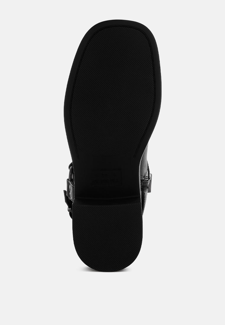women harness detail biker boots#color_black