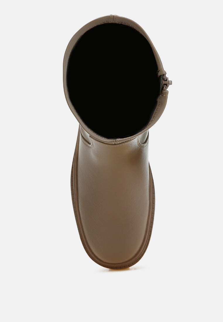 women chunky faux leather calf boots#color_taupe