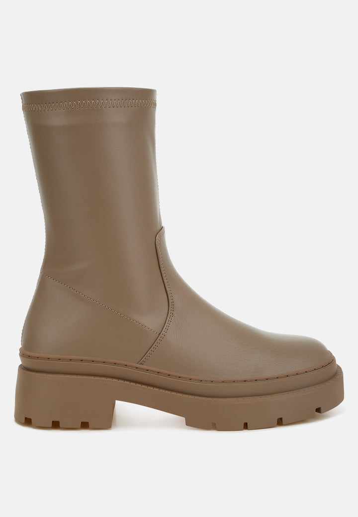 women chunky faux leather calf boots#color_taupe