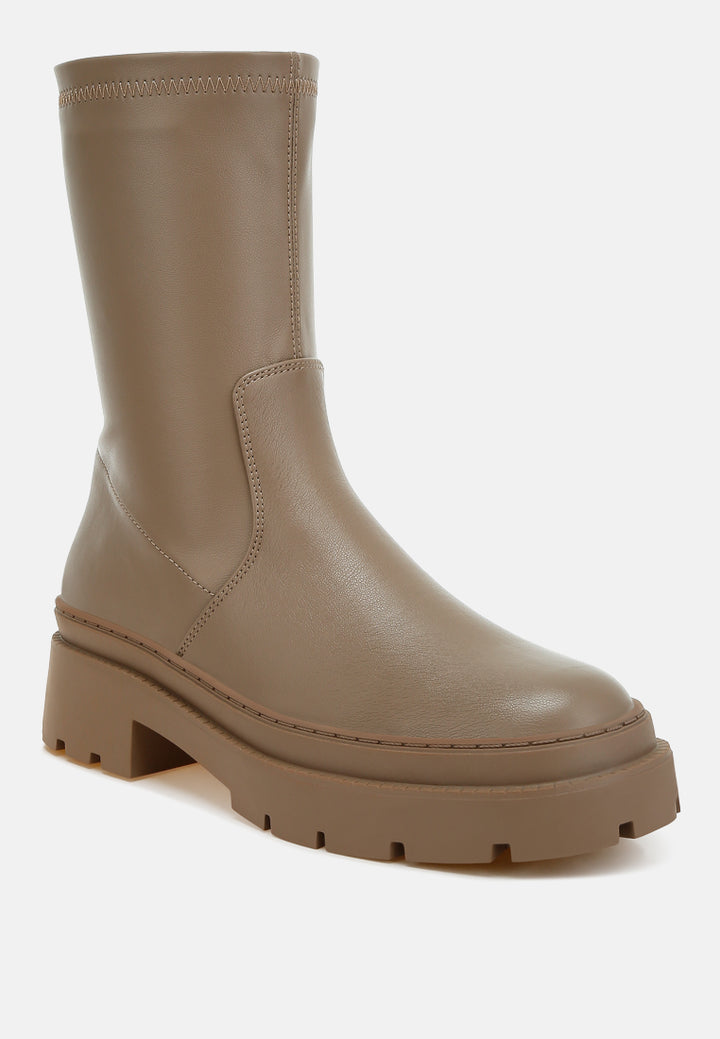 women chunky faux leather calf boots#color_taupe