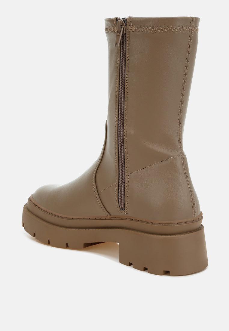 women chunky faux leather calf boots#color_taupe