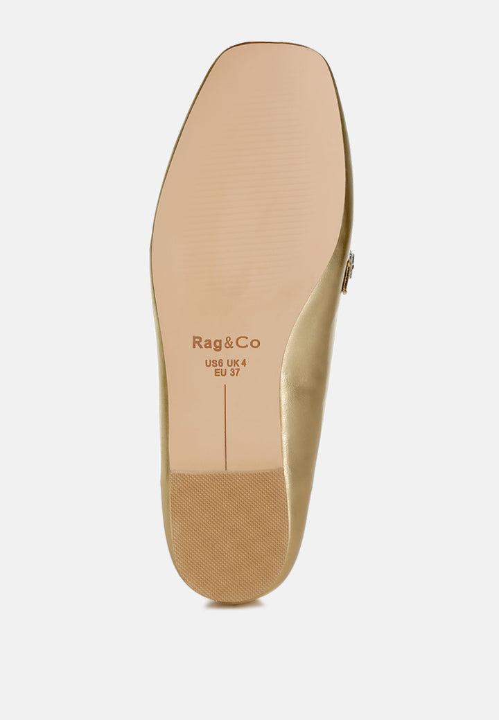 women diamante strap metallic loafers#color_gold