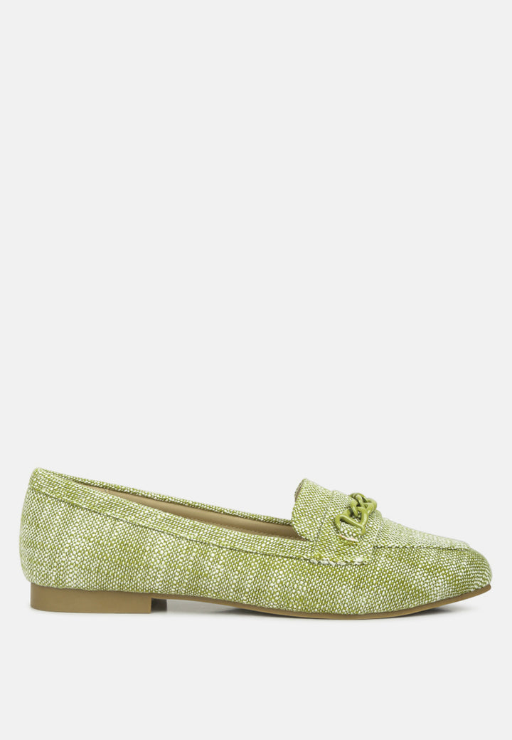 women chain embellished loafers#color_green