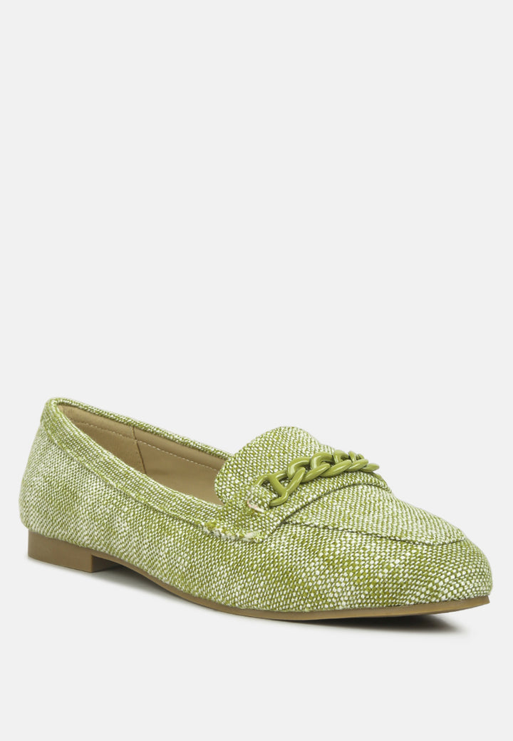 women chain embellished loafers#color_green