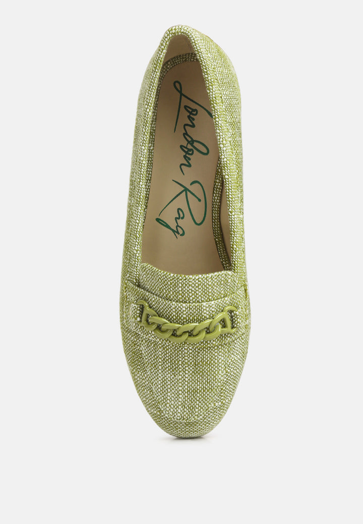 women chain embellished loafers#color_green