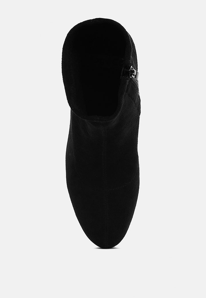 women embellished rhinestones block heel boots#color_black