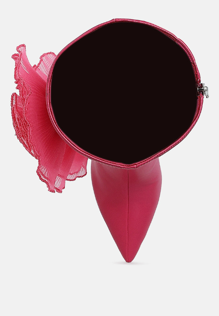 women sheer big rose detail long boots#color_fuchsia