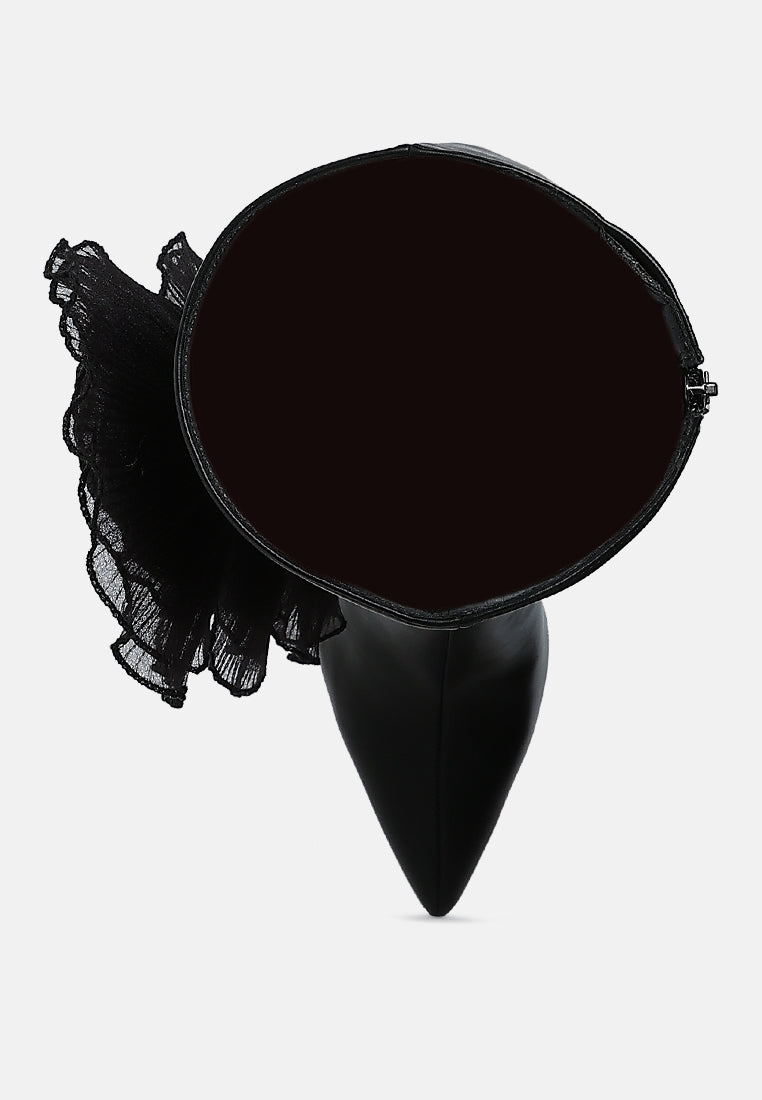 women sheer big rose detail long boots#color_black