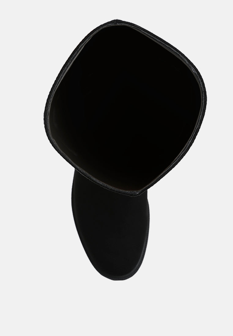 women round toe microfiber calf boots#color_black