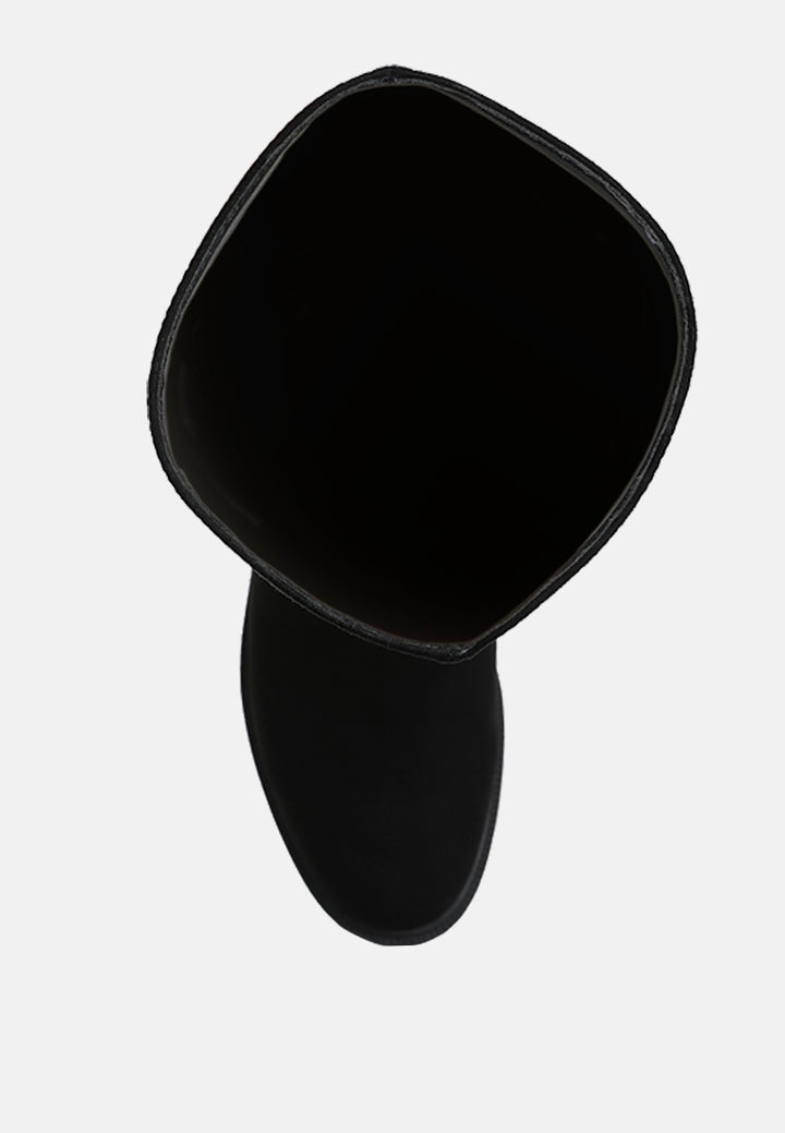 women round toe microfiber calf boots#color_black