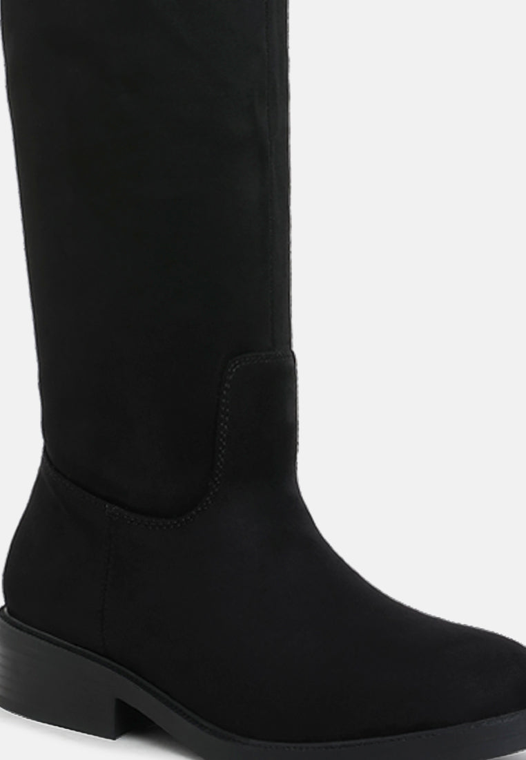 women round toe microfiber calf boots#color_black