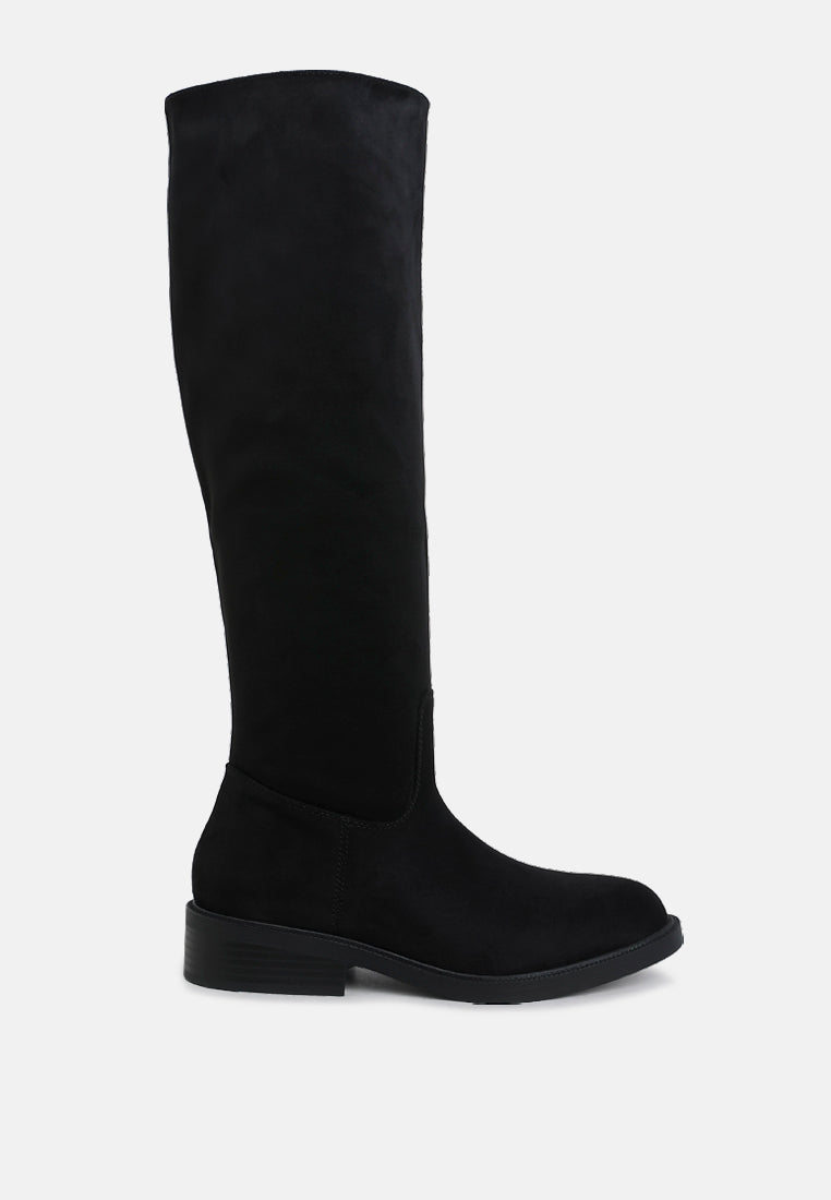 women round toe microfiber calf boots#color_black
