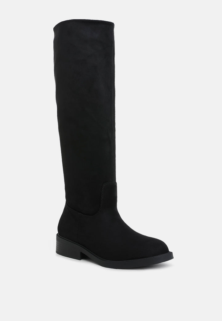women round toe microfiber calf boots#color_black