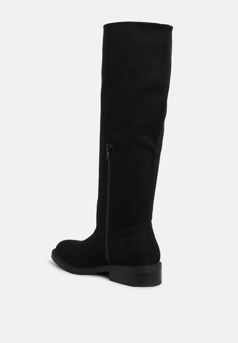 women round toe microfiber calf boots#color_black
