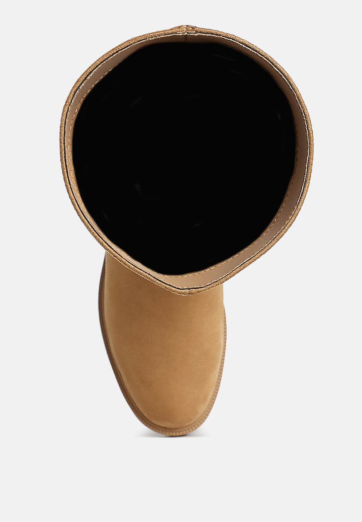 women round toe microfiber calf boots#color_taupe