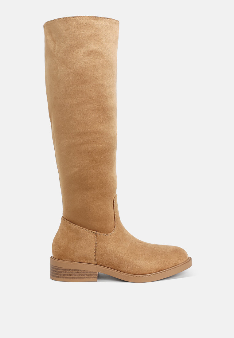 women round toe microfiber calf boots#color_taupe