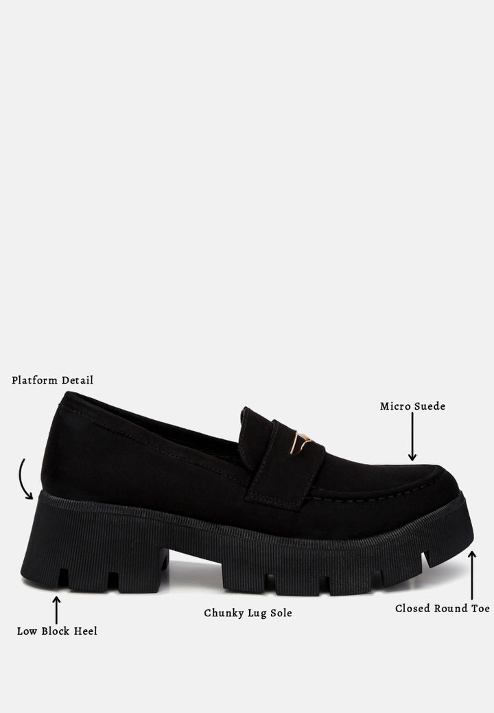women micro suede chunky loafers#color_black