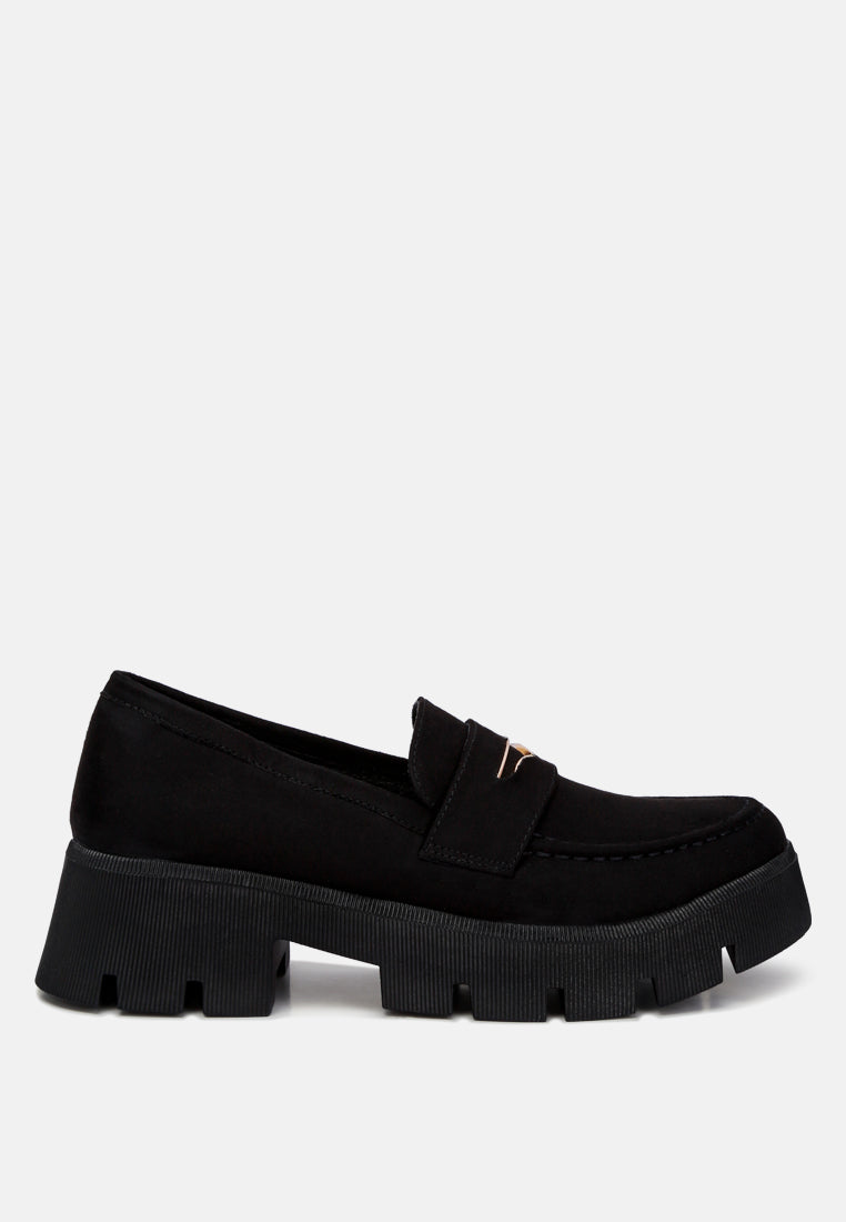women micro suede chunky loafers#color_black